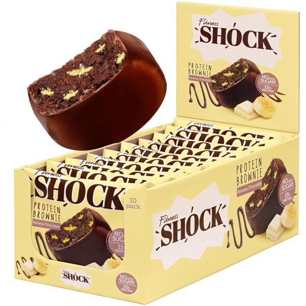 Fitness SHOCK® PROTEIN BROWNIE 10 x 50g Box Banana
