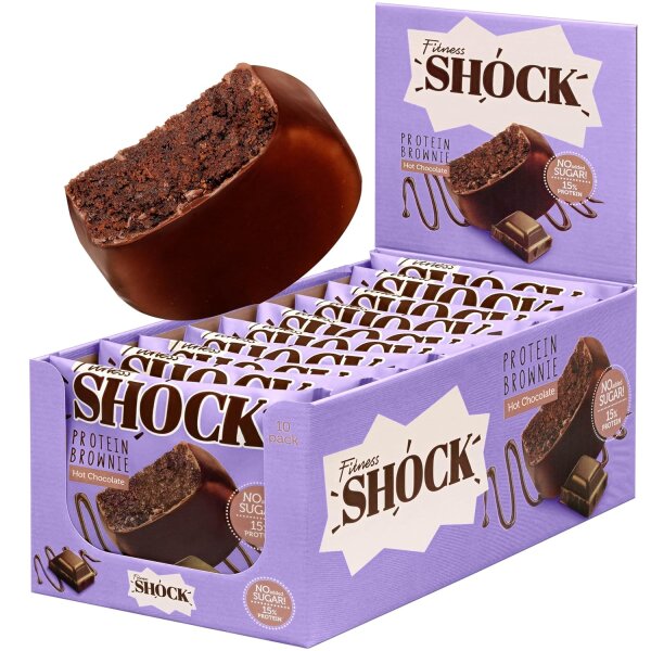 Fitness SHOCK® PROTEIN BROWNIE 10 x 50g Box Hot Chocolate