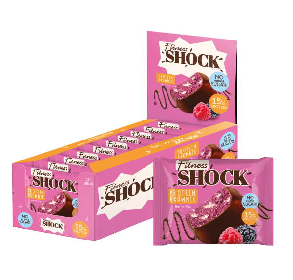 Fitness SHOCK® PROTEIN BROWNIE 10 x 50g Box Berry
